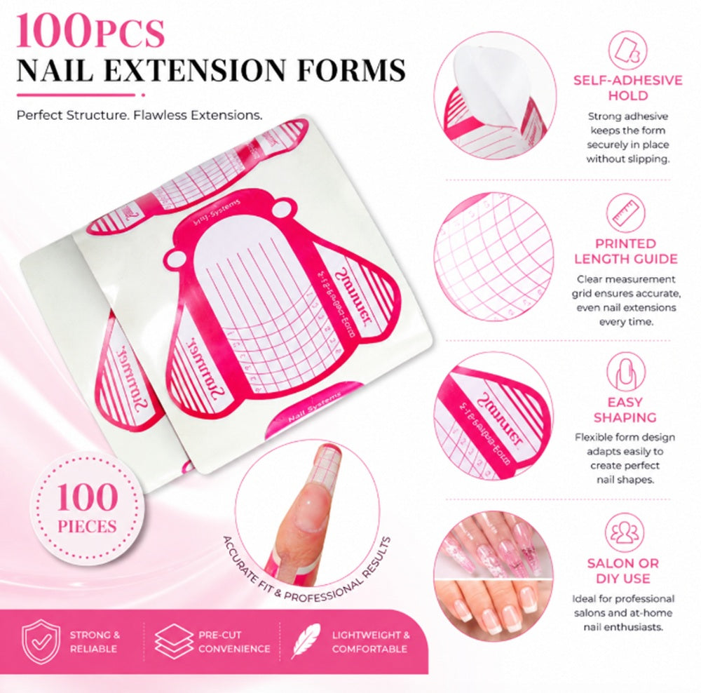 100-Pack Nail Extension Form Stickers for Acrylic & UV Gel | TIKA