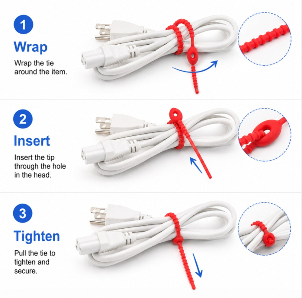 24-Pack Reusable Silicone Cable Twist Ties | TIKA