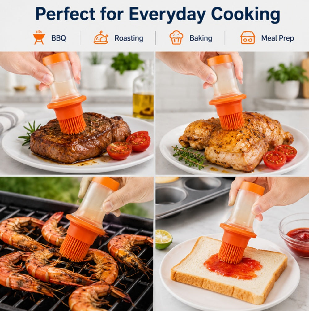 Silicone Oil Bottle Basting Brush for BBQ & Baking | TIKA