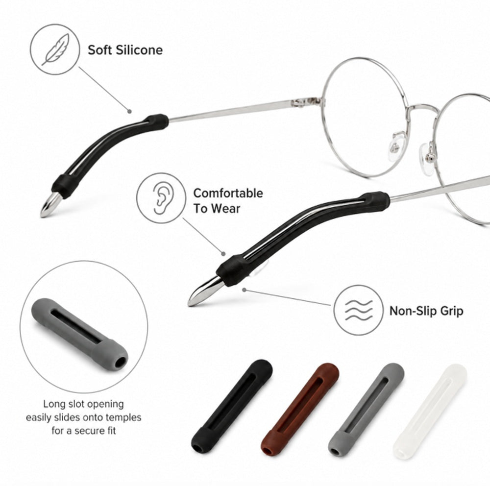 4-Pair Silicone Anti-Slip Eyeglass Ear Hooks | TIKA