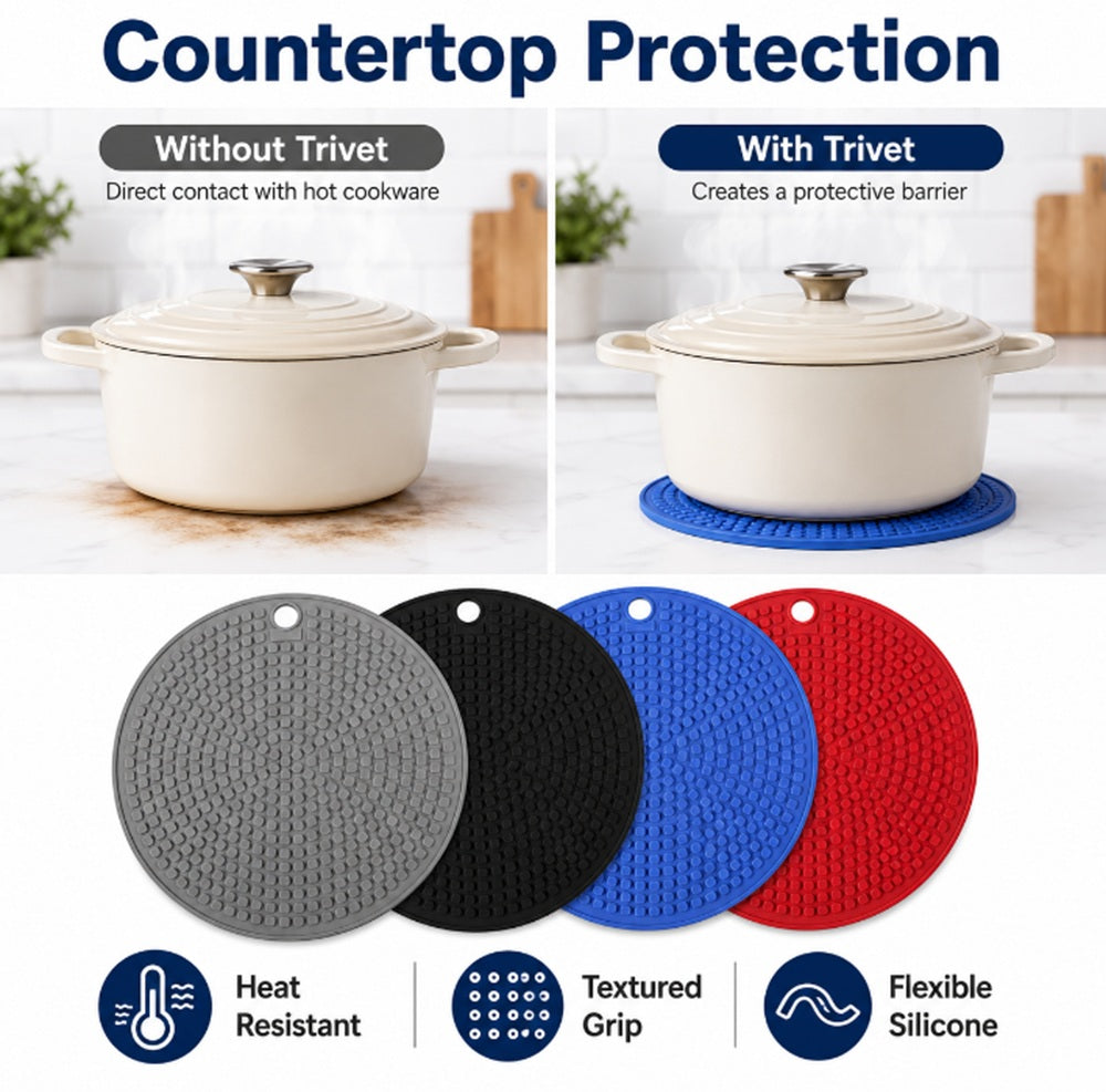4-Pack Heat-Resistant Silicone Trivet Mats | TIKA