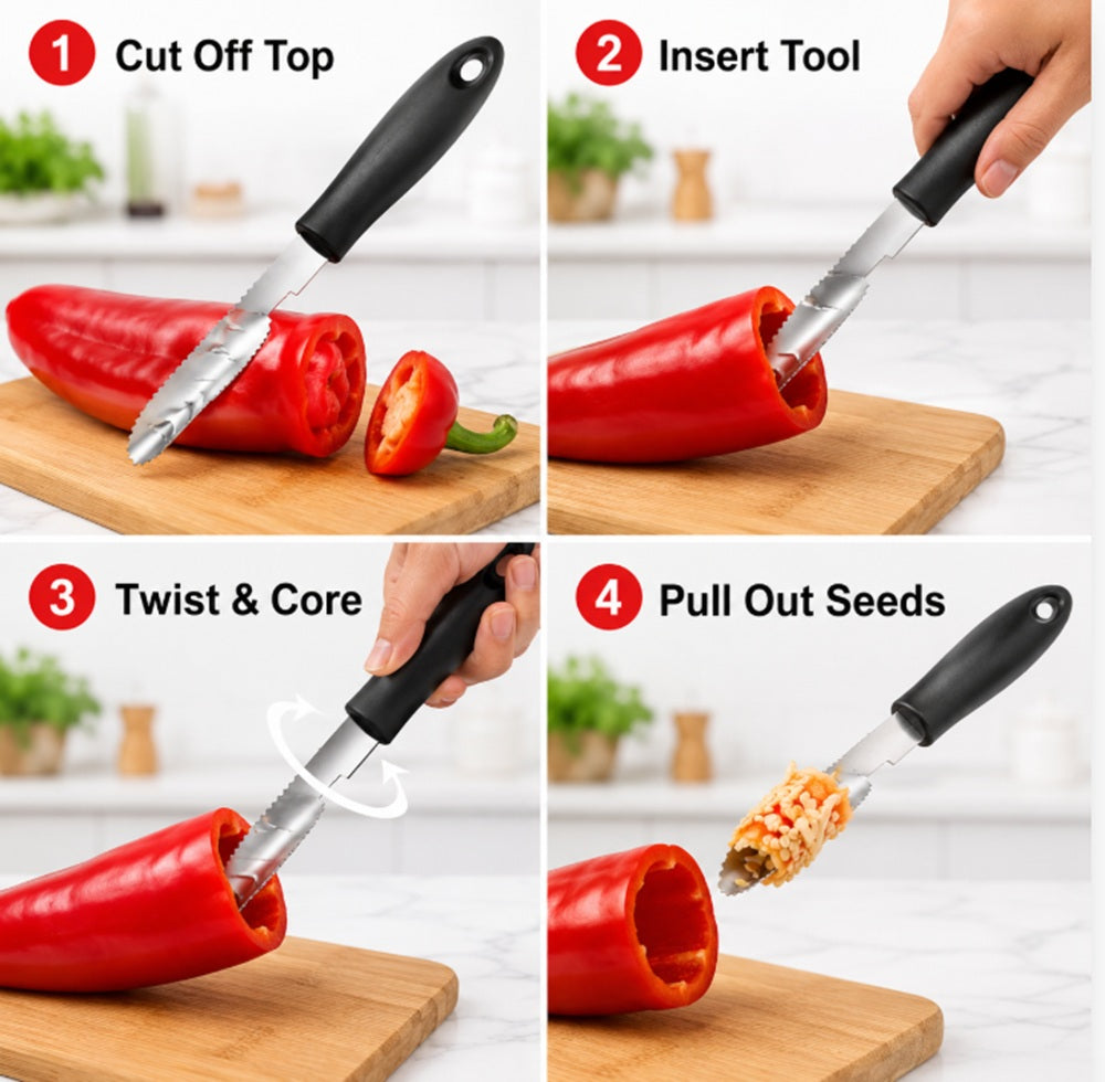 Jalapeño Pepper & Tomato Corer and Slicer Tool | TIKA
