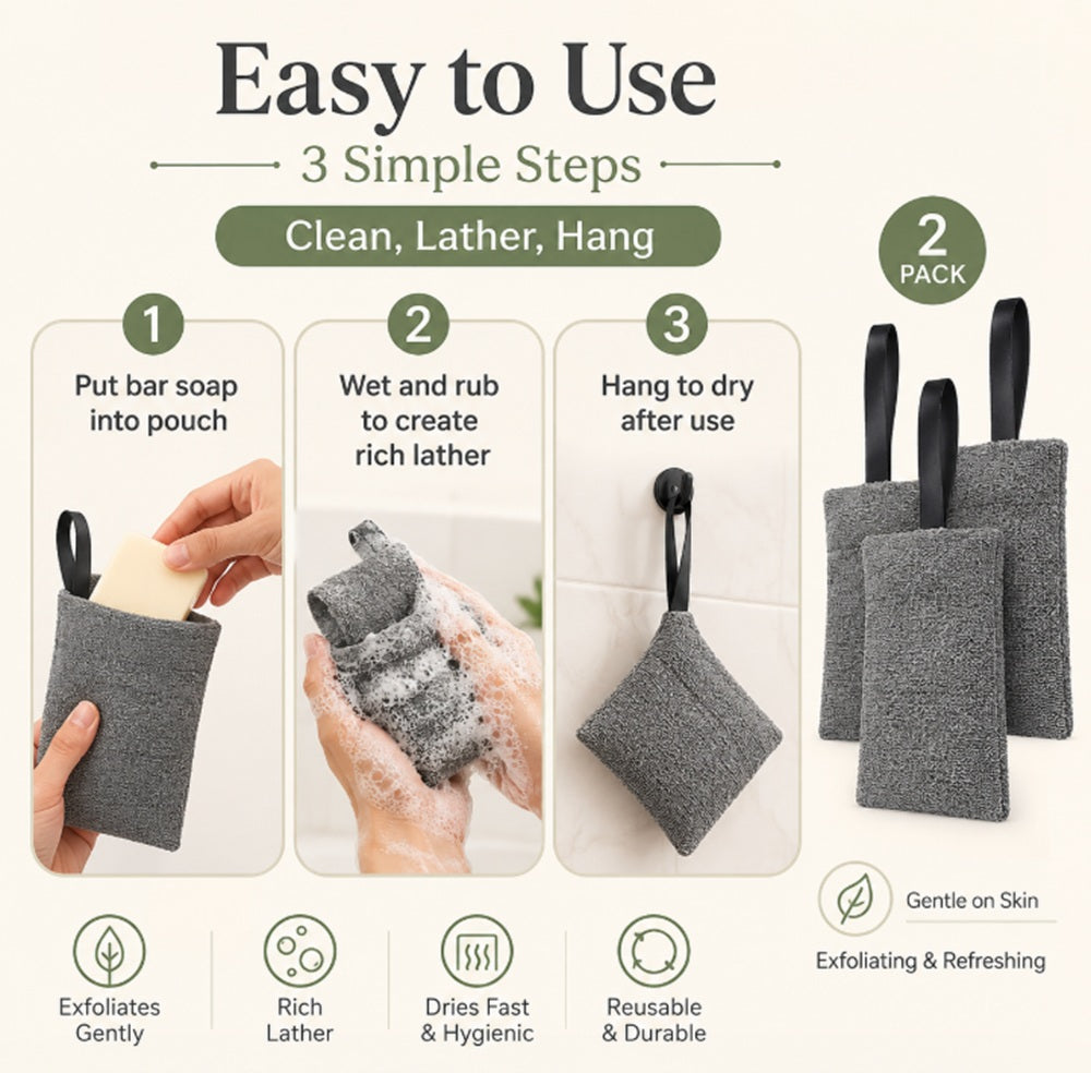 2-Pack Exfoliating Soap Saver Pouches | TIKA