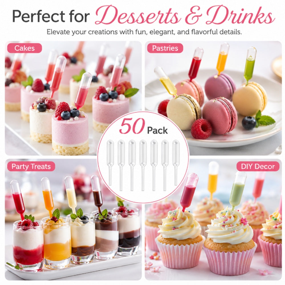 50-Pack 4 mL Disposable Plastic Pipettes for Cupcakes | TIKA