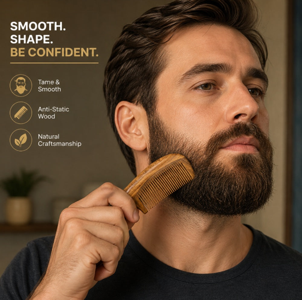 Wooden Pocket Hair & Beard Comb, Anti-Static | TIKA