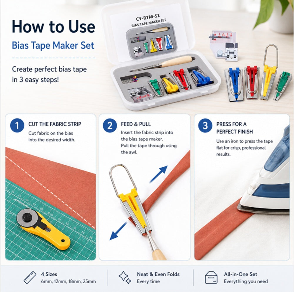 14-Piece Bias Tape Maker Kit with Binder Foot | TIKA