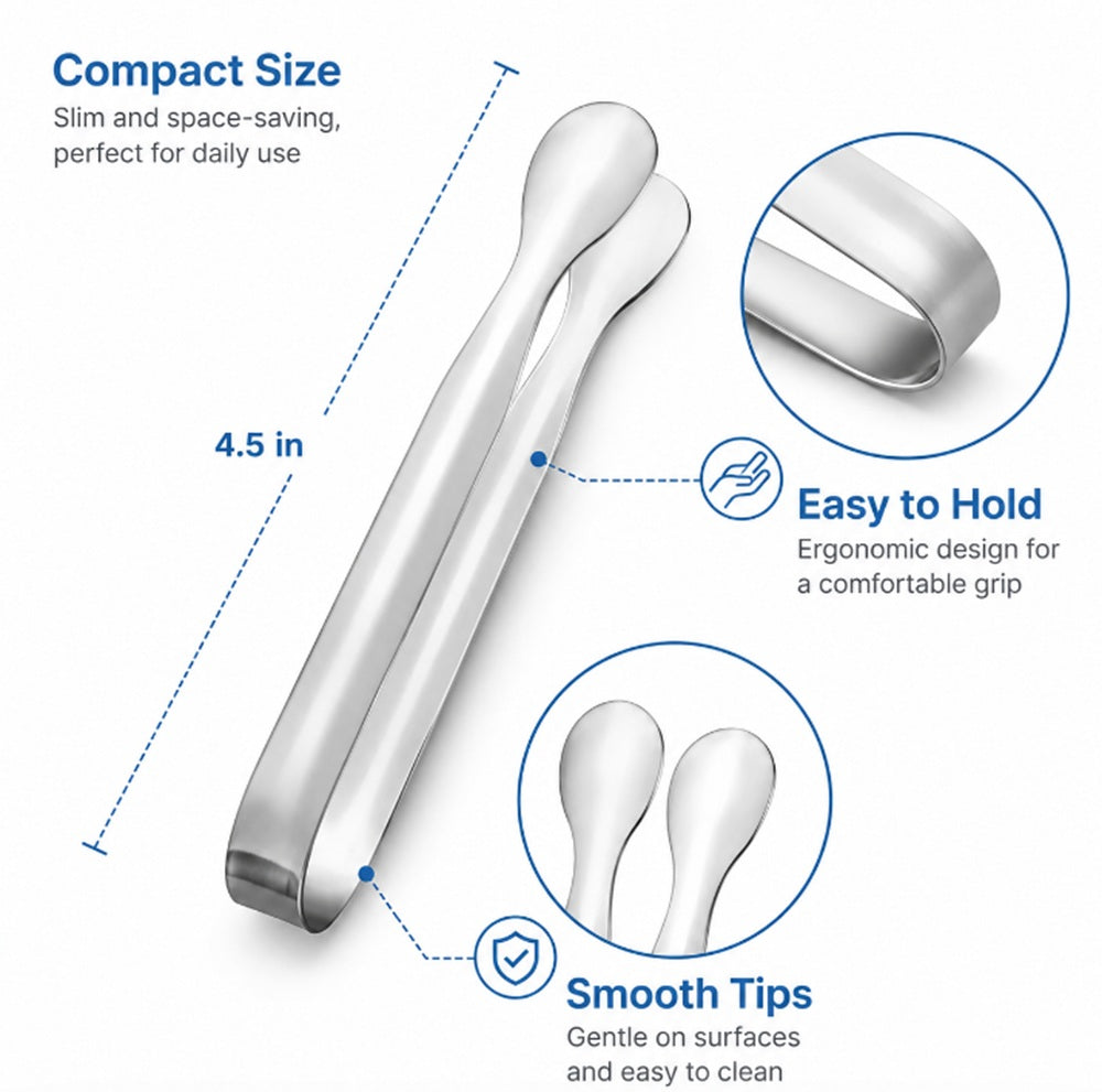 6-Pack Stainless Steel Mini Serving Tongs | TIKA
