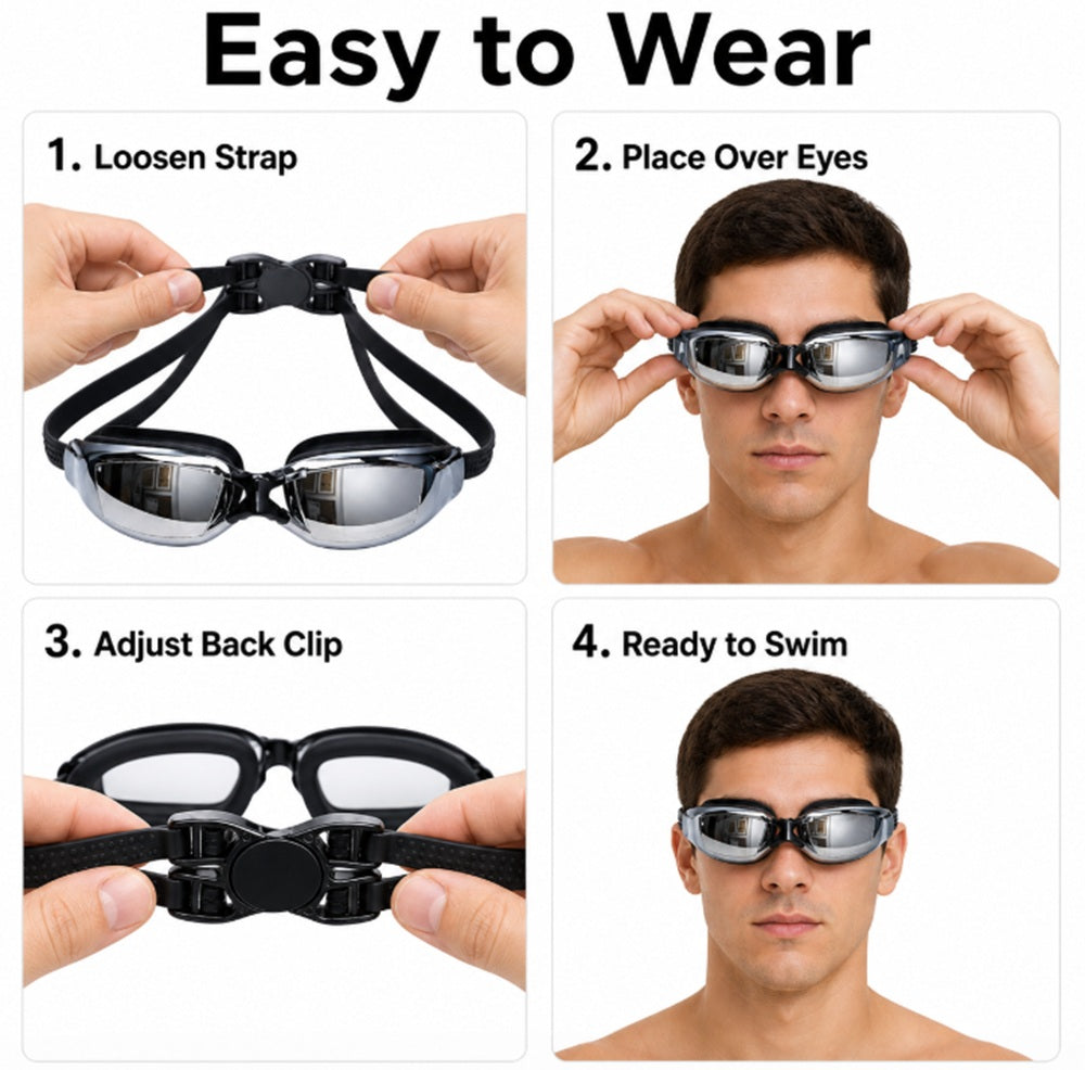 Mirrored Swim Goggles with Anti-Fog & UV Protection | TIKA
