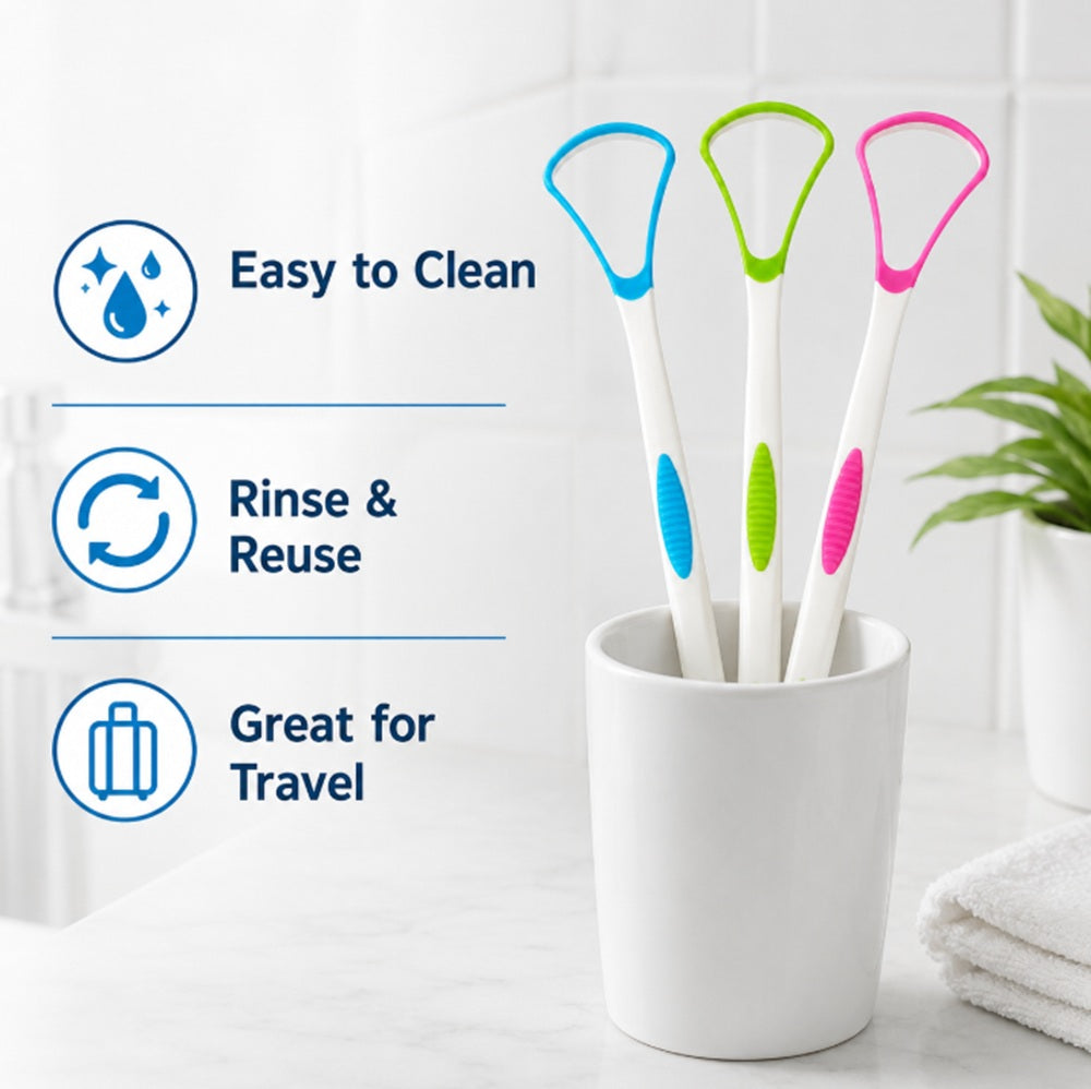 3-Pack Reusable Tongue Scrapers for Adults | TIKA