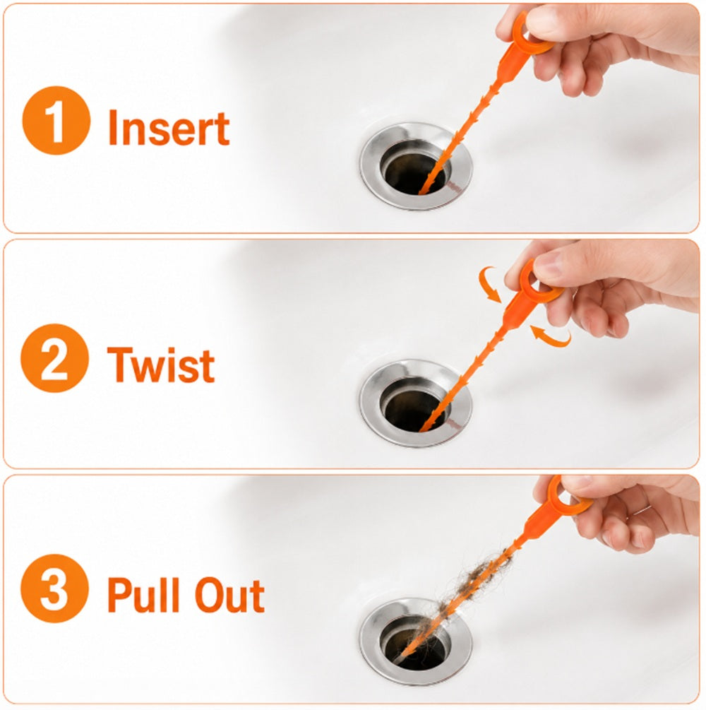 6-Pack 25-Inch Hair Drain Clog Remover Tools | TIKA