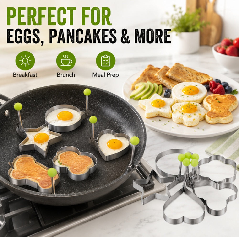 5-Pack Stainless Steel Nonstick Egg & Pancake Rings | TIKA