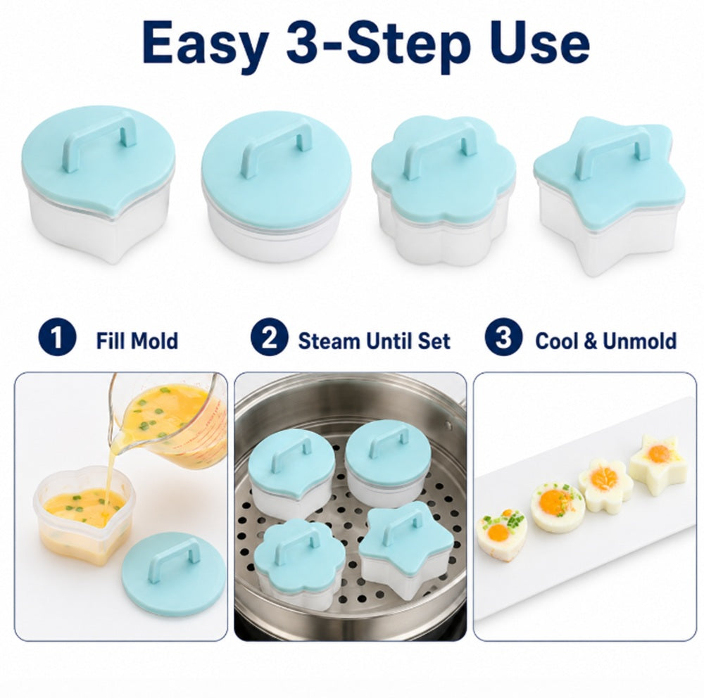4-Pack Cartoon Egg Steamer Molds for Breakfast & Bento | TIKA