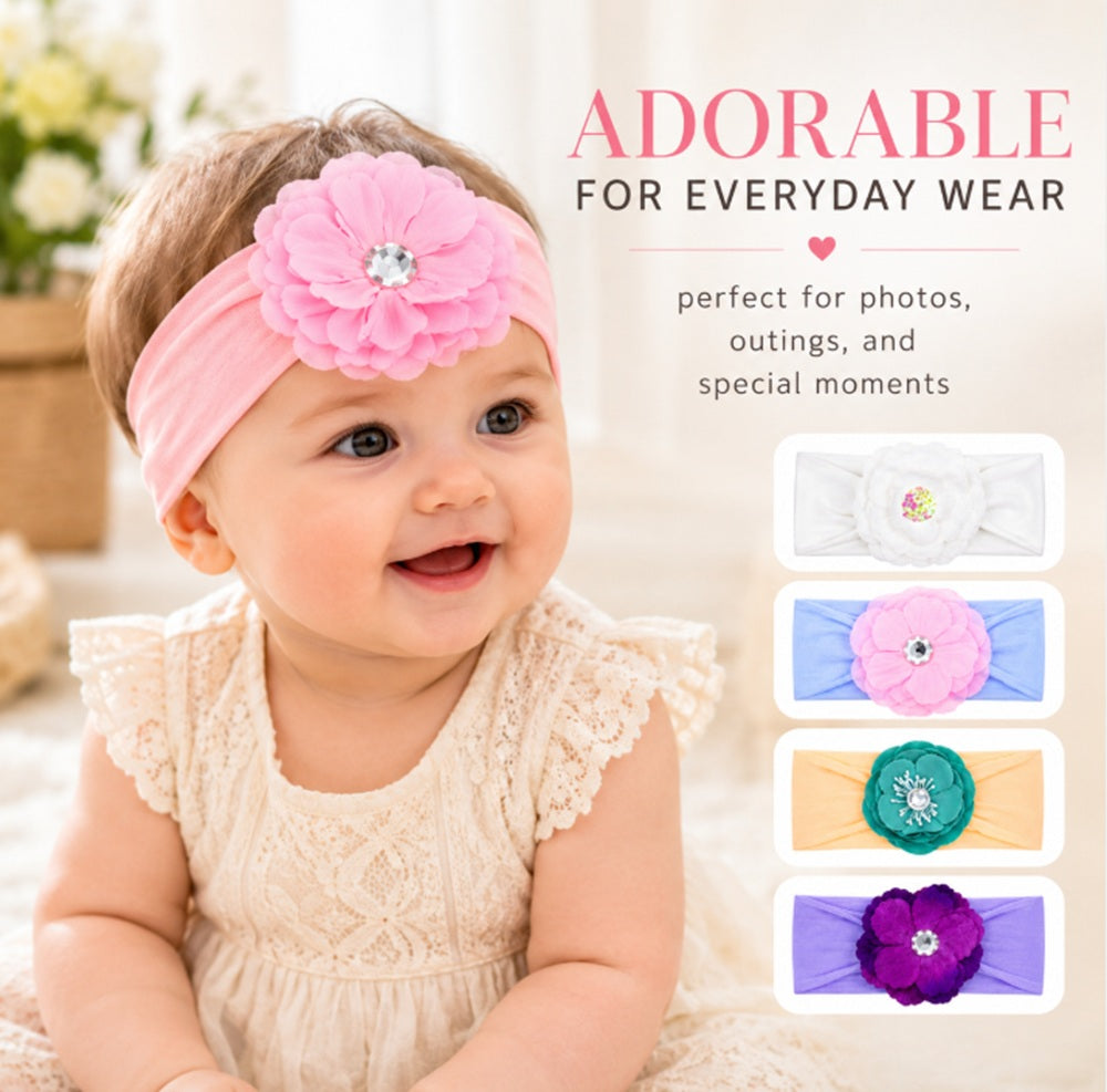 10-Piece Baby Girl Lace Bow & Flower Headband Set | TIKA