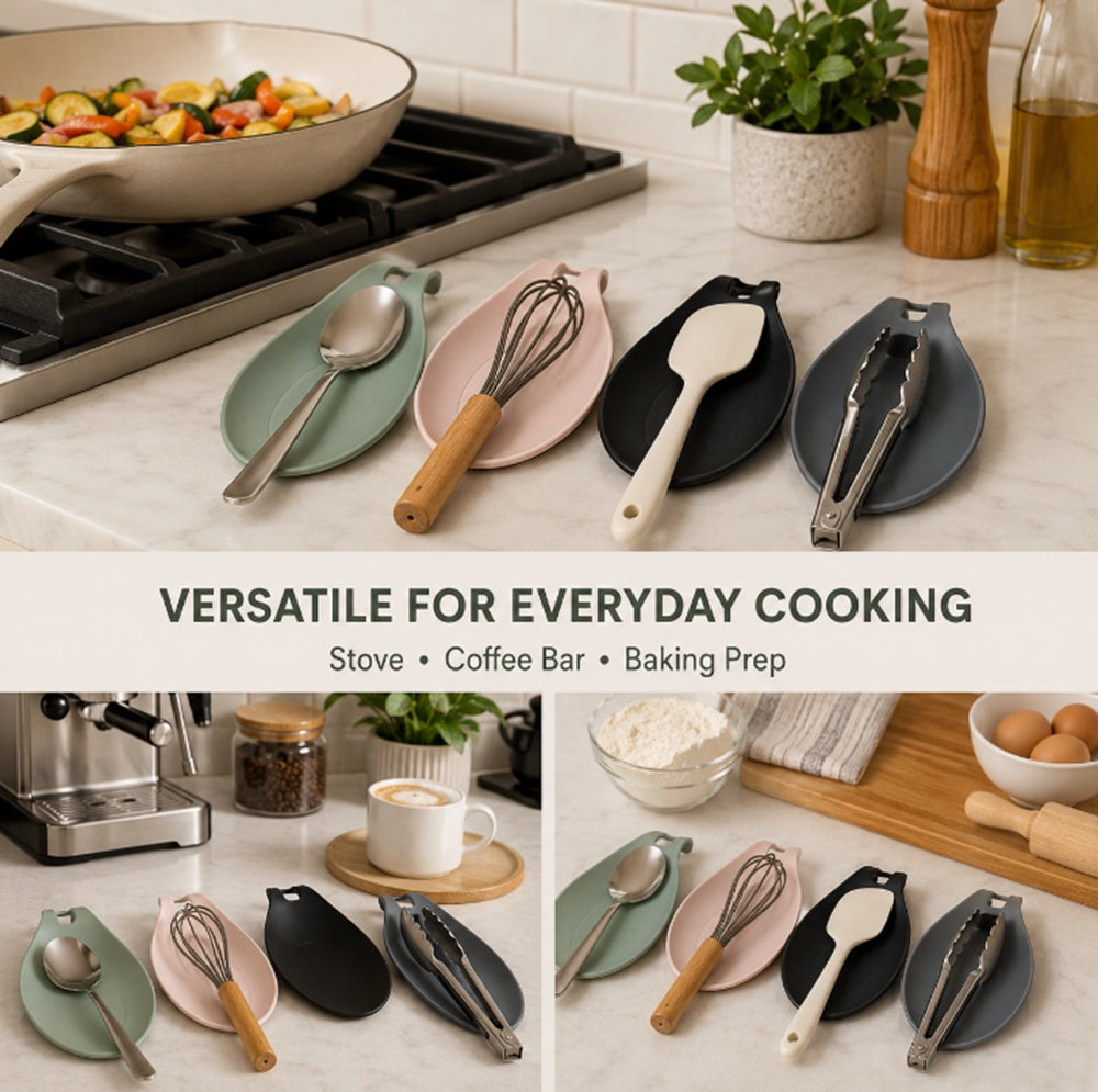 4-Pack BPA-Free Silicone Spoon Rest Set for Stove & Countertop | TIKA