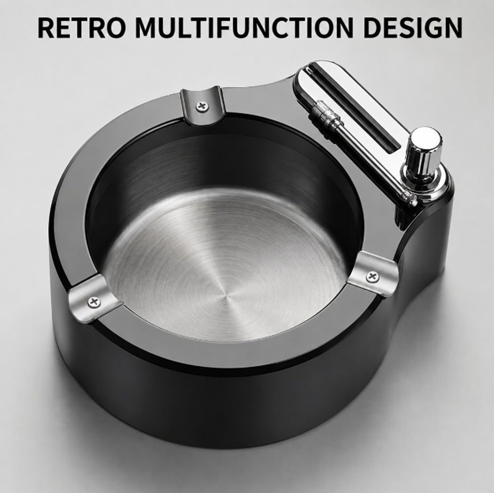 Retro Metal Ashtray with Refillable Match-Style Lighter | TIKA