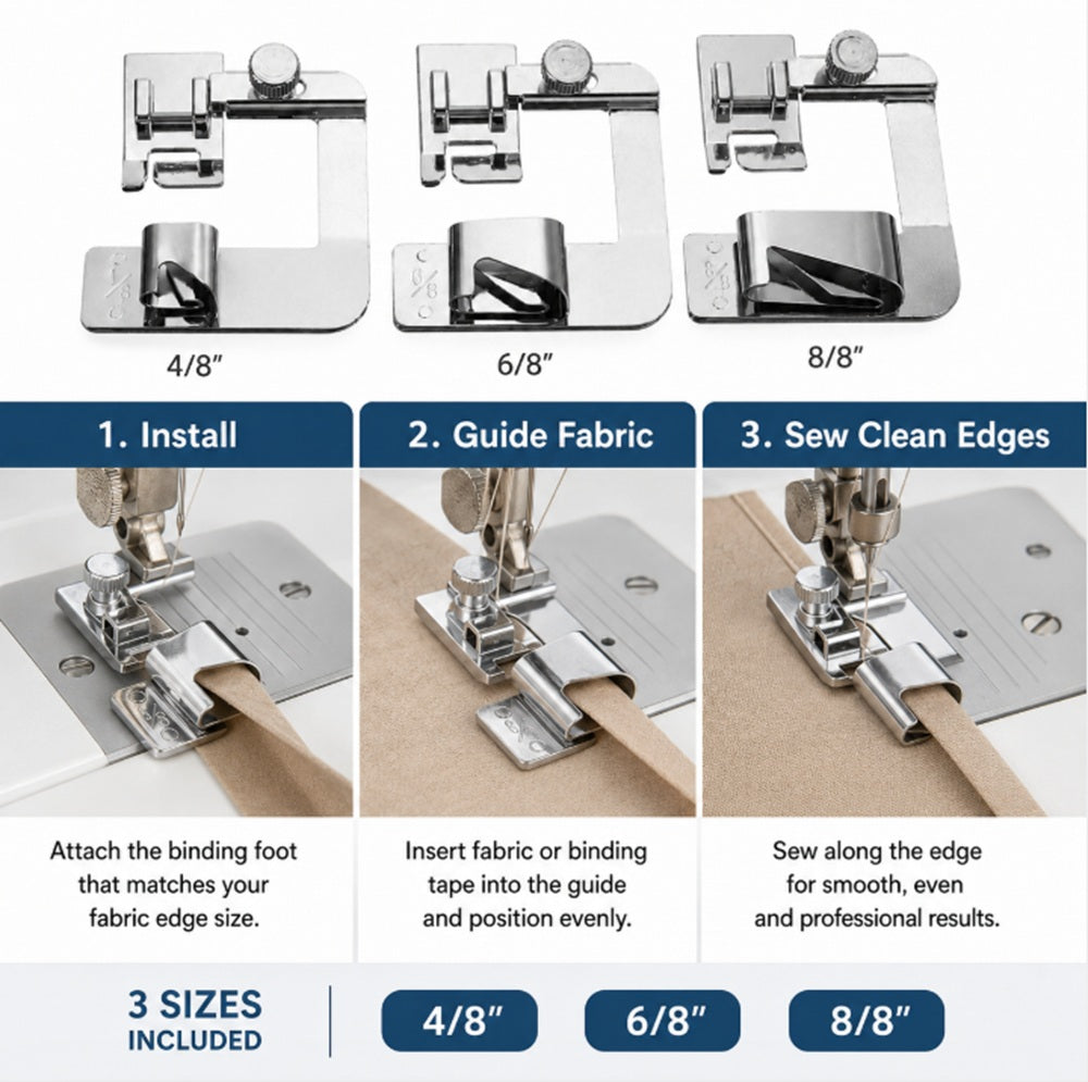 3-Pack Rolled Hem Presser Feet for Low-Shank Machines | TIKA