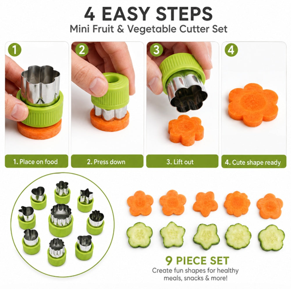9-Piece Stainless Steel Mini Fruit & Cookie Cutter Set | TIKA