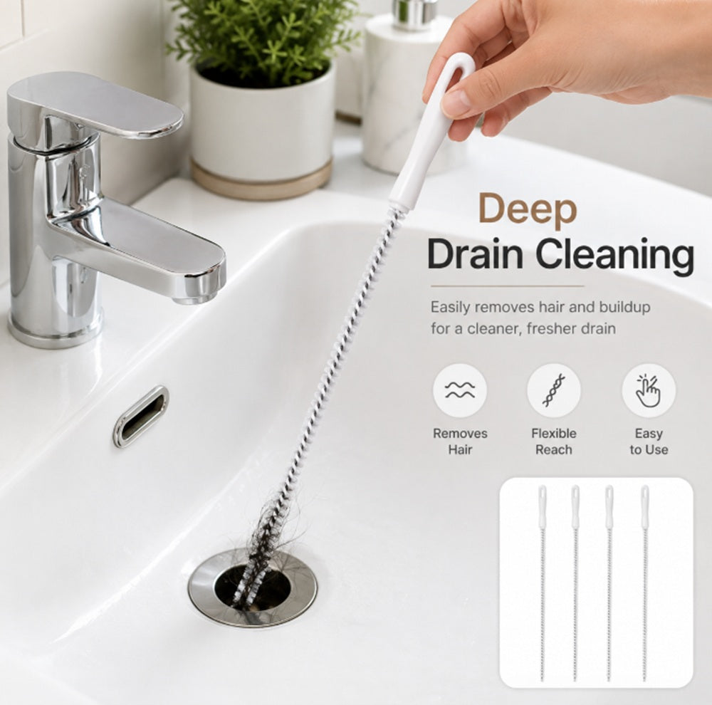 4-Pack Drain & Overflow Pipe Cleaning Brush Set | TIKA