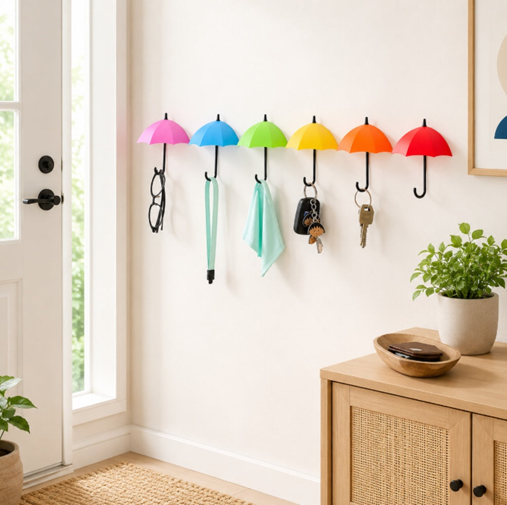 6-Pack Colorful Umbrella Wall Hooks | TIKA