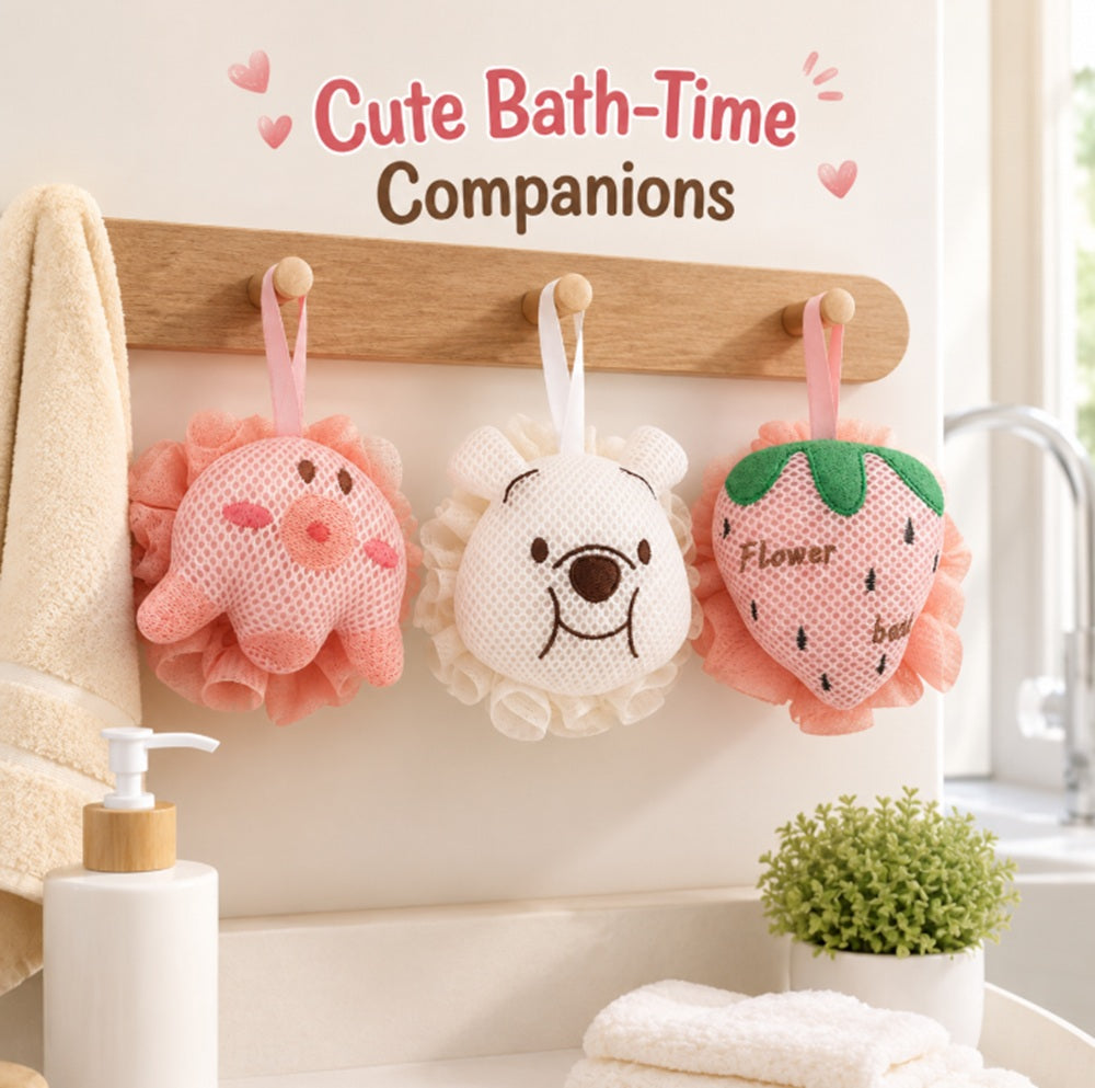 3-Pack Kids’ Cartoon Soft Mesh Bath Loofahs | TIKA