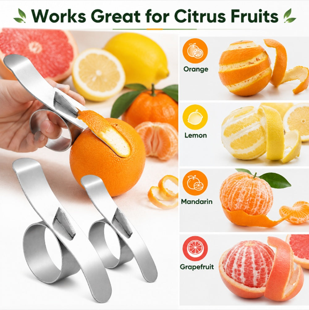 2-Pack Stainless Steel Citrus Peeler Tools for Oranges & Lemons | TIKA