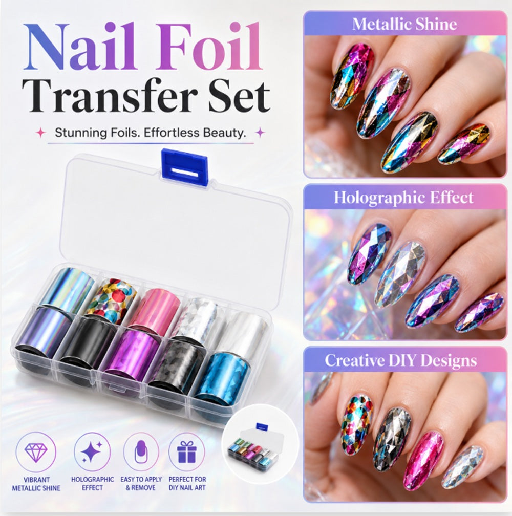10-Pack Holographic Star Sky Nail Foil Transfer Stickers | TIKA