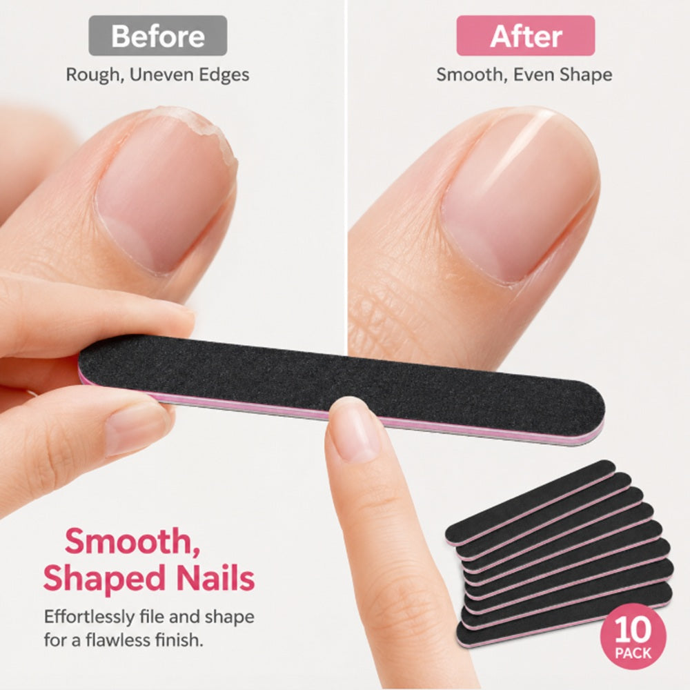 10-Pack Double-Sided Nail Files, 100/180 Grit | TIKA