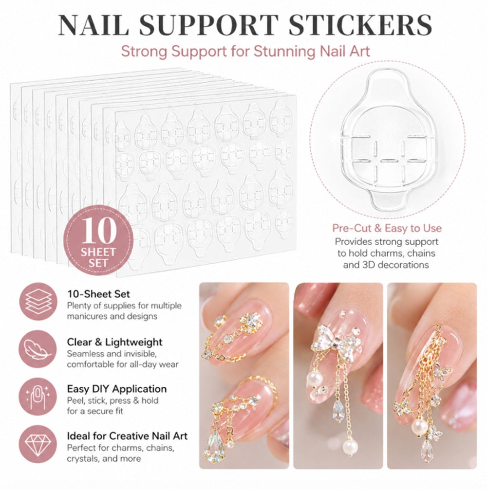 10 Sheets Clear Double-Sided Nail Adhesive Tabs | TIKA