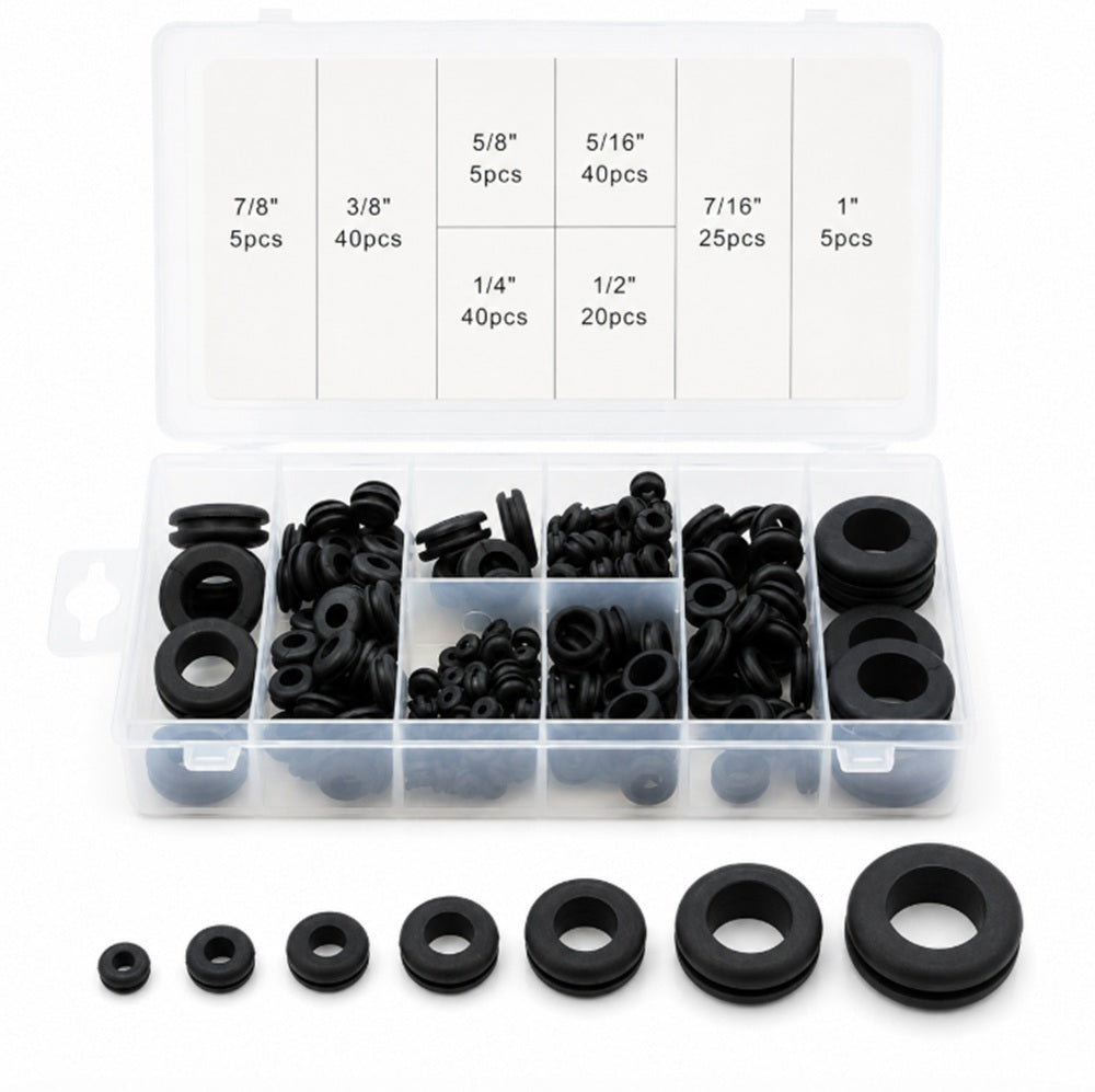 180-Piece Rubber Wire Grommet Assortment Kit | TIKA