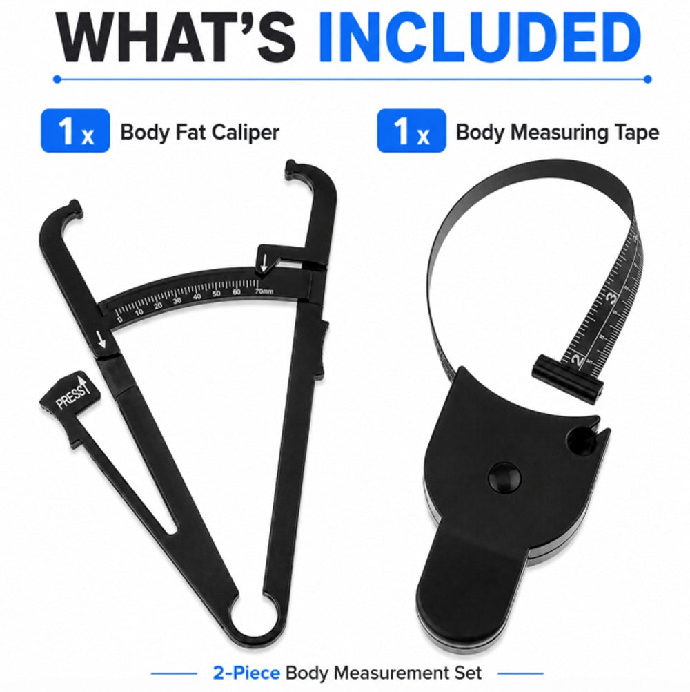 Body Fat Caliper & Tape Measure Set for Fitness Tracking | TIKA