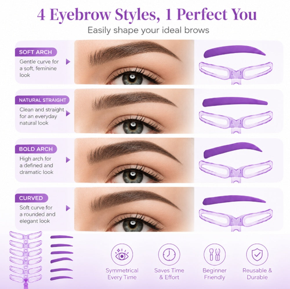 8-Style Reusable Eyebrow Stencil Kit | TIKA