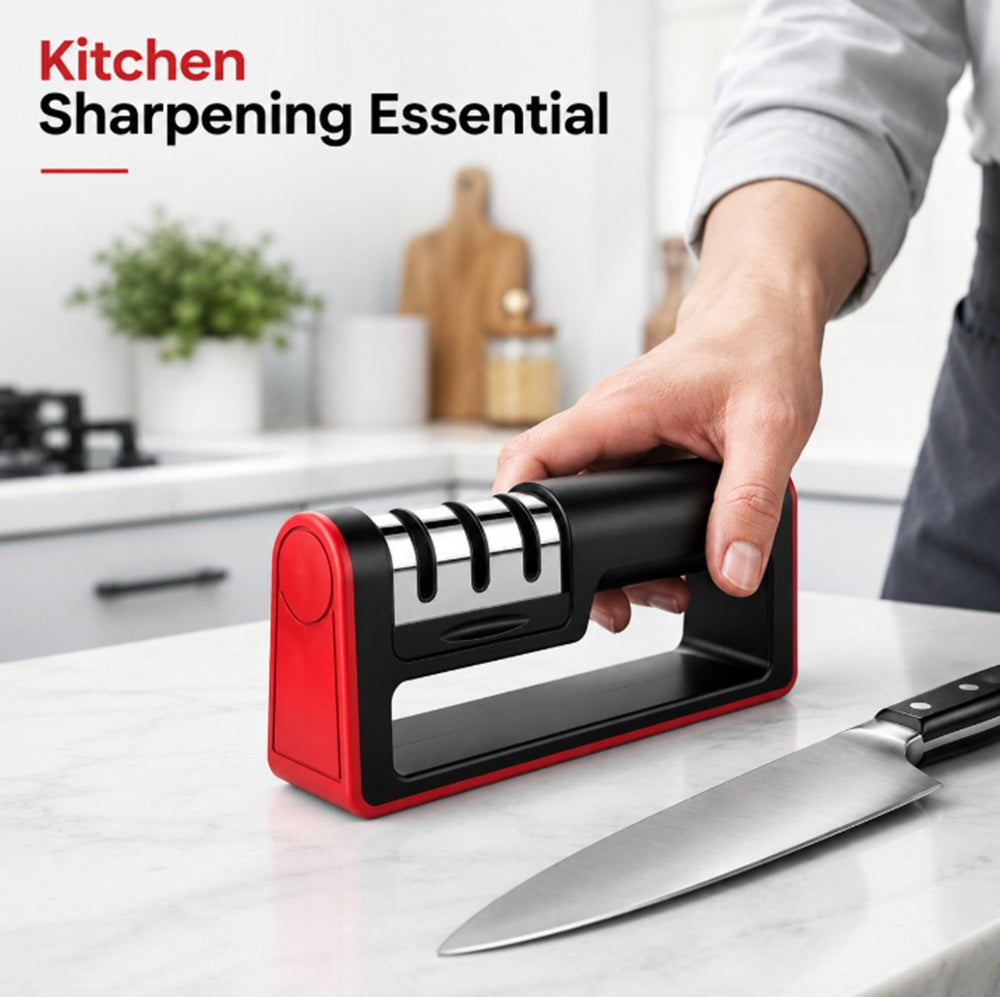 3-Stage Carbide, Ceramic & Stone Knife Sharpener | TIKA