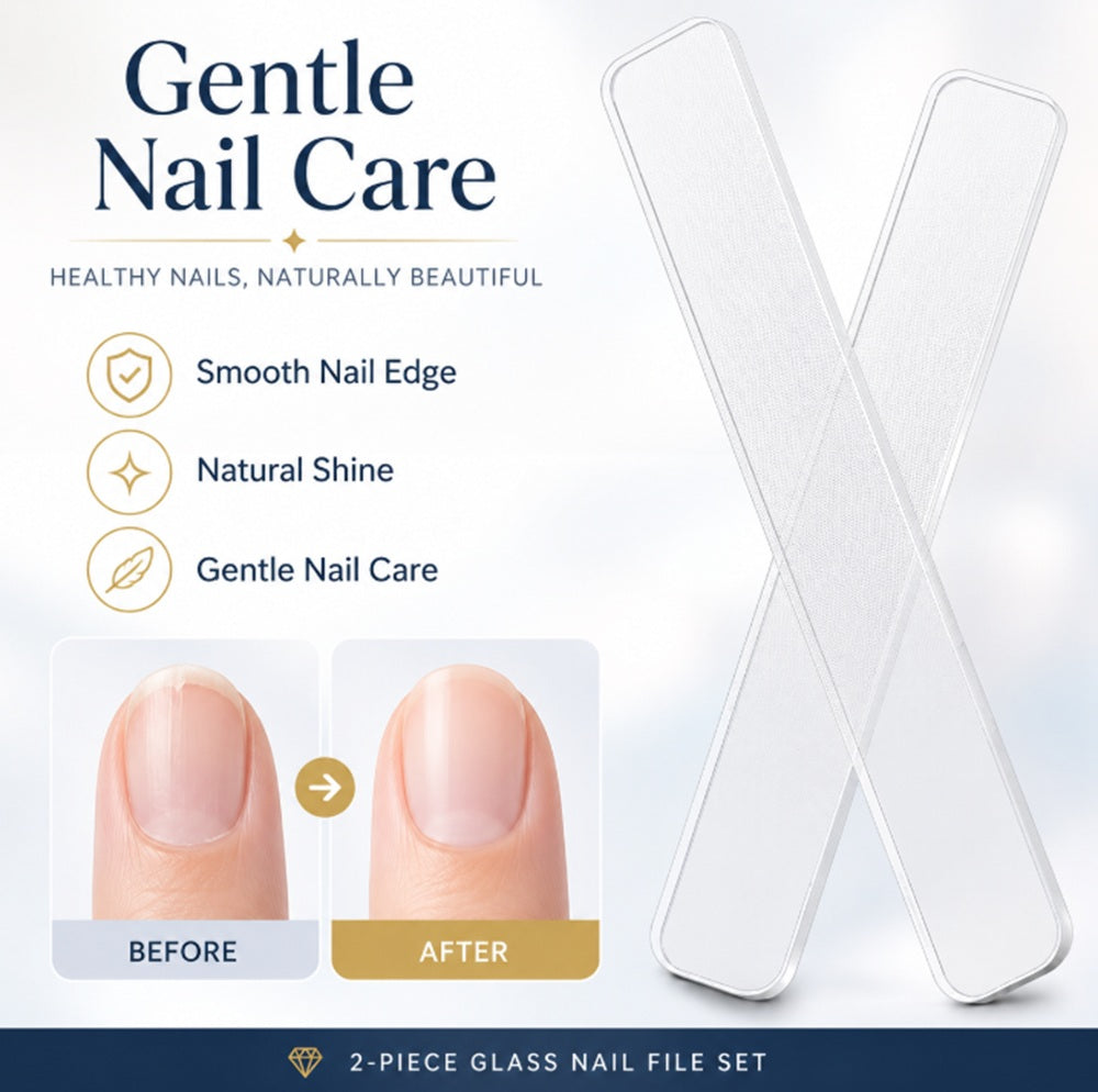 2-Pack Crystal Glass Nail Files with Case | TIKA