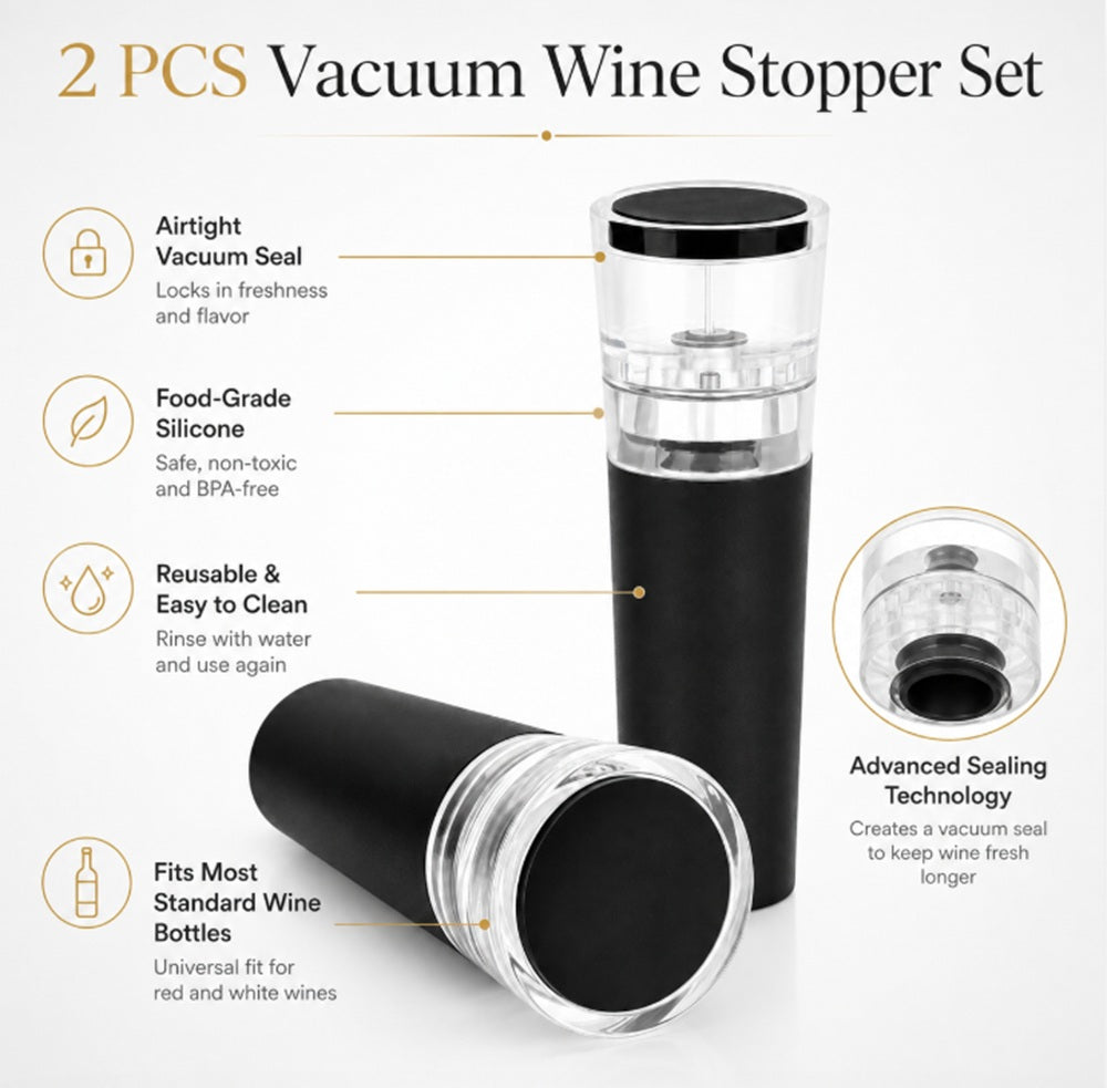 2-Pack Reusable Wine Vacuum Pump Stoppers | TIKA