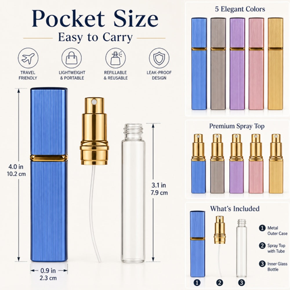 5-Pack 12ml Refillable Travel Perfume Atomizers | TIKA