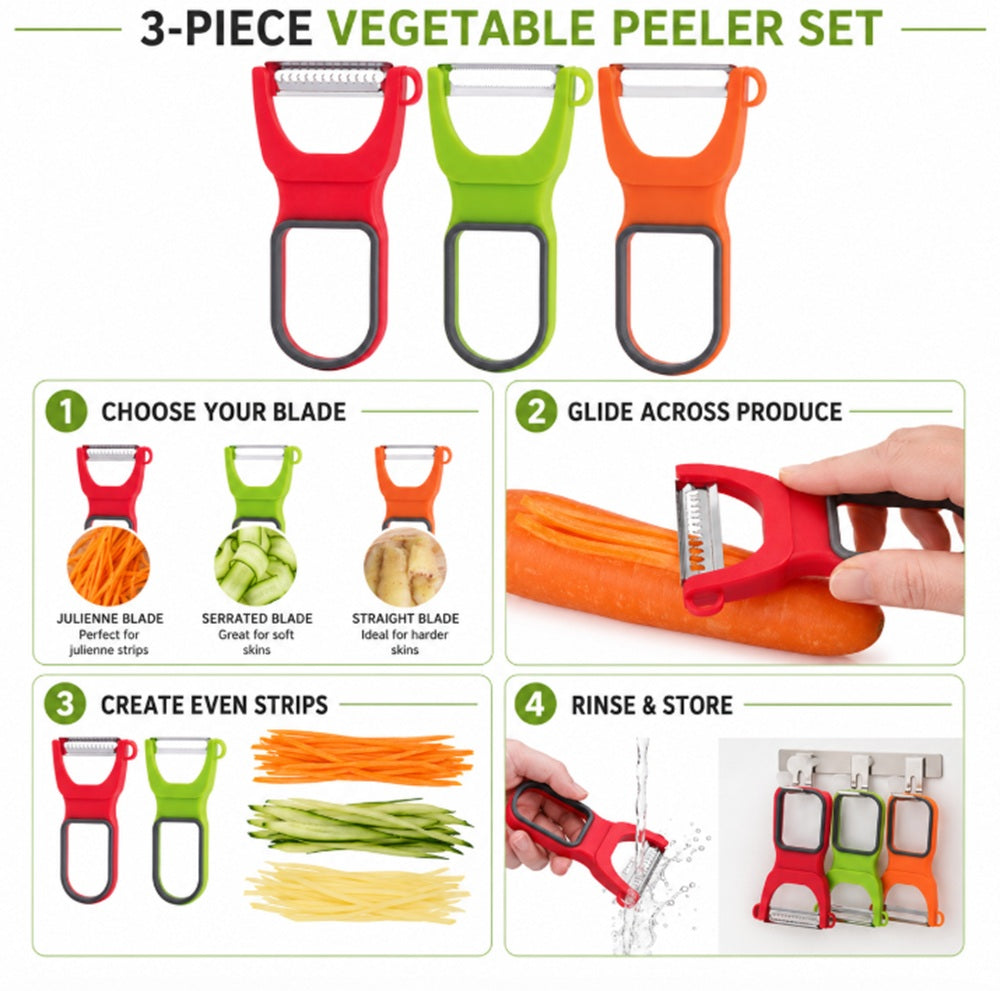 Stainless Steel Swivel Vegetable & Fruit Peelers, 3 Pack – TIKA