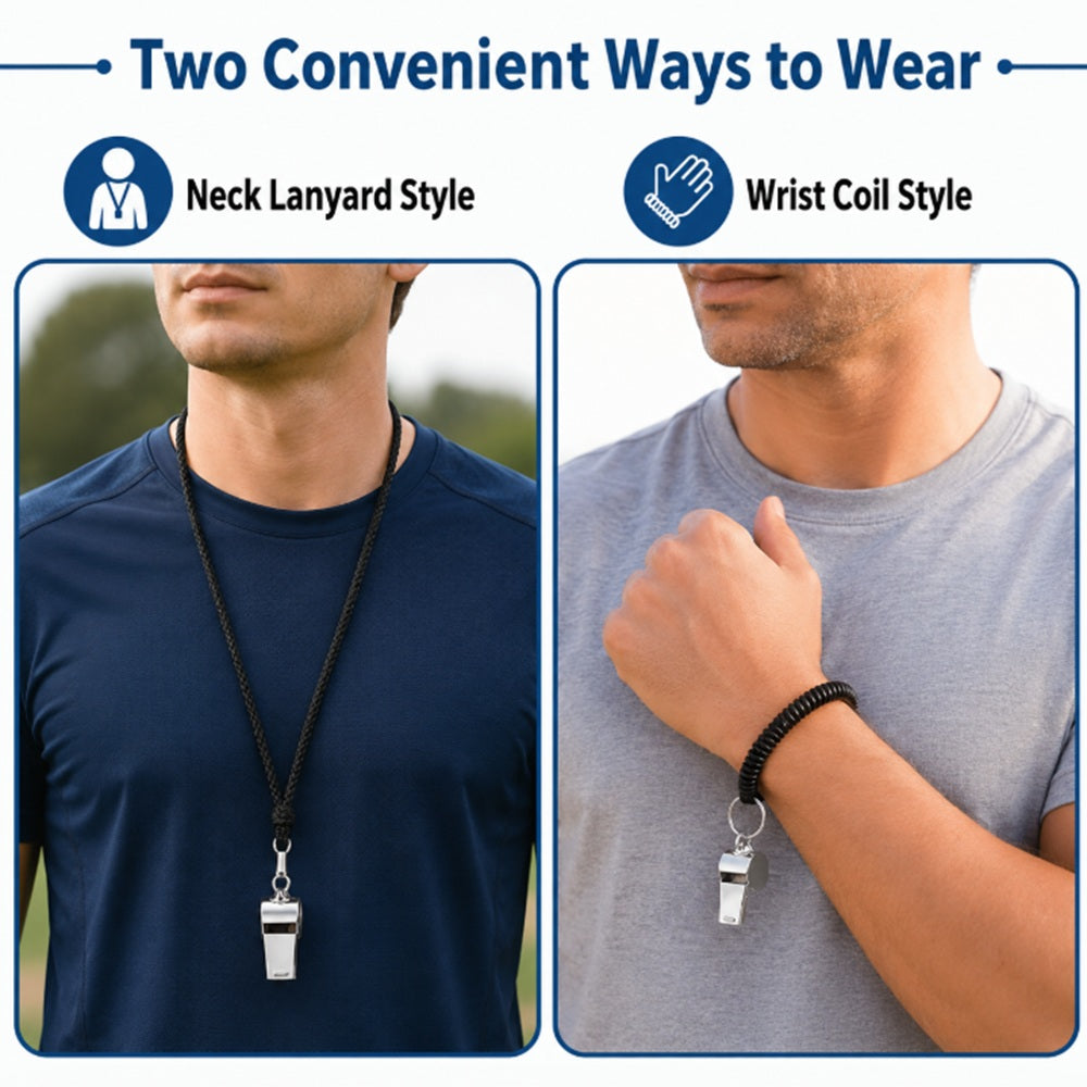 2-Pack Metal Sports Whistles with Lanyards | TIKA
