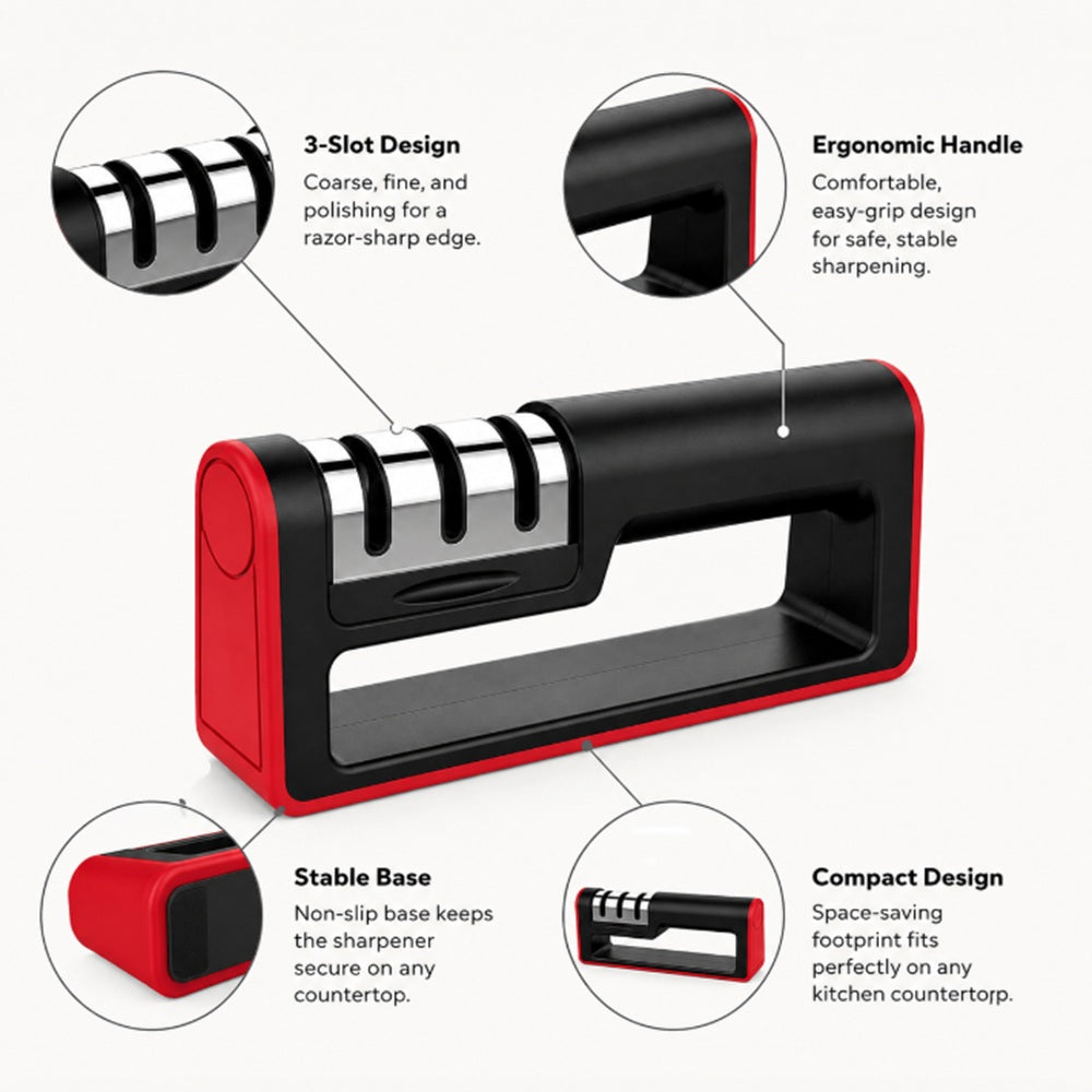 3-Stage Carbide, Ceramic & Stone Knife Sharpener | TIKA