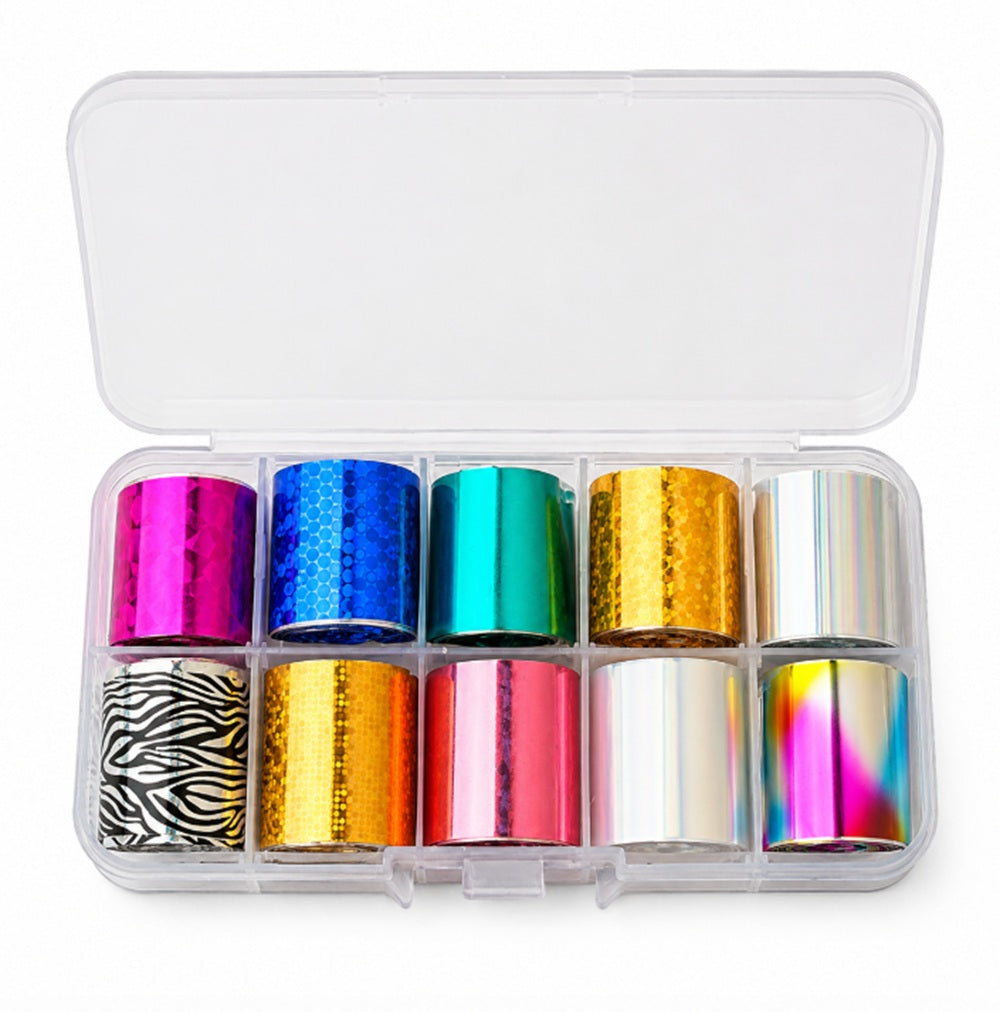 10-Pack Holographic Star Sky Nail Foil Transfer Stickers | TIKA