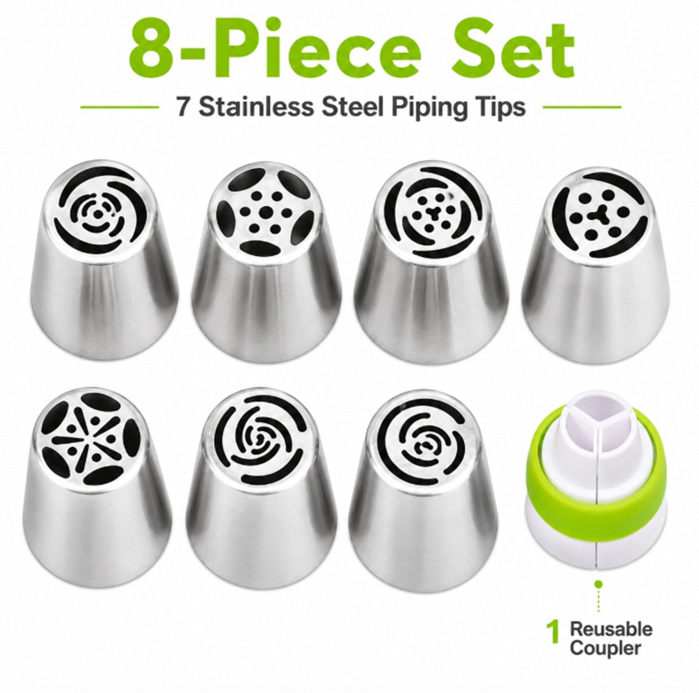 8-Pack Russian Flower Piping Tips for Cake Decorating | TIKA