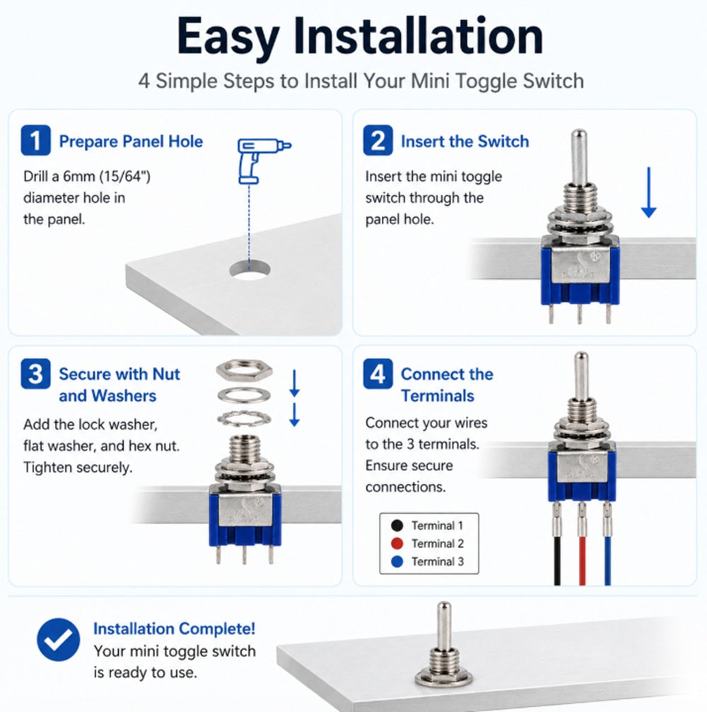 5-Pack Mini SPDT ON-OFF-ON Toggle Switches | TIKA