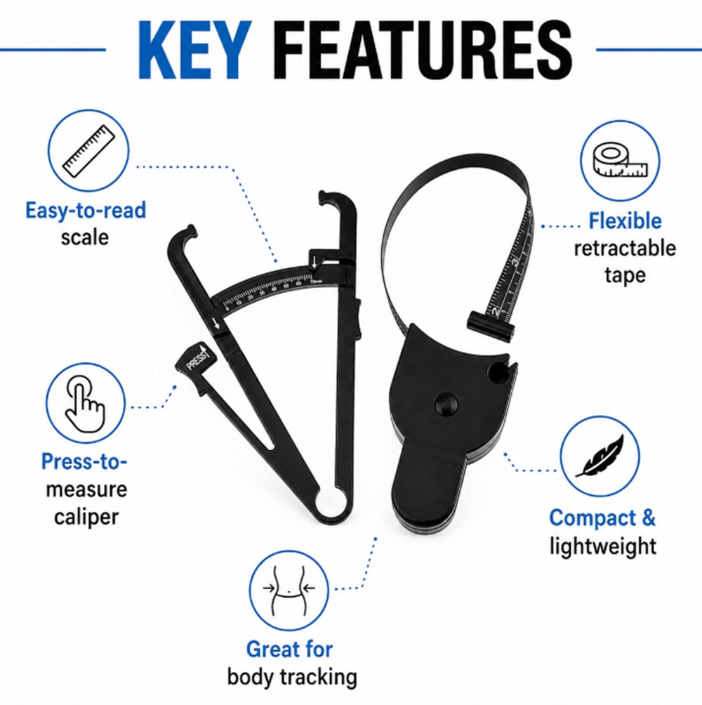2-Pack Skinfold Caliper & Body Measuring Tape Set | TIKA