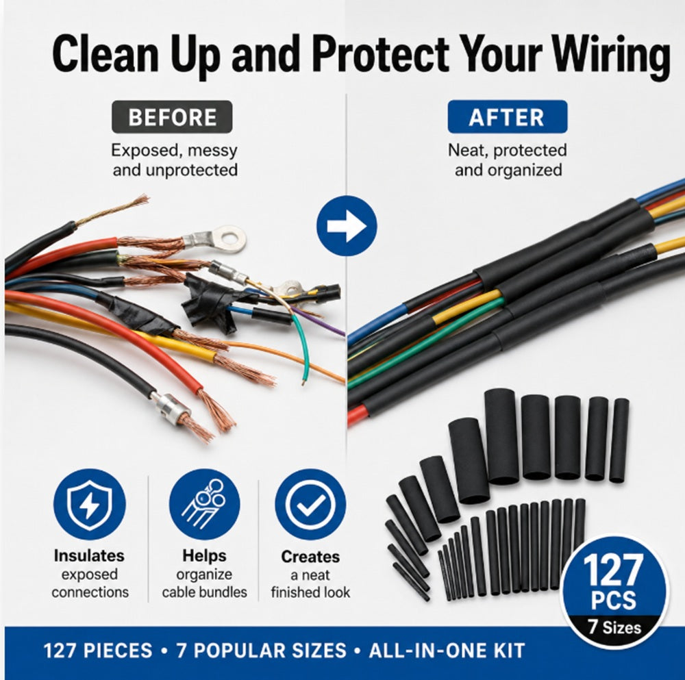 127-Piece Assorted Heat Shrink Tubing Kit | TIKA