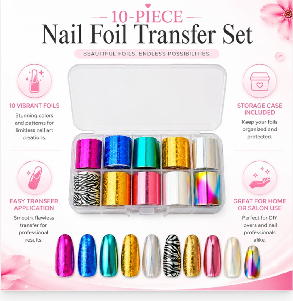 10-Pack Holographic Star Sky Nail Foil Transfer Stickers | TIKA