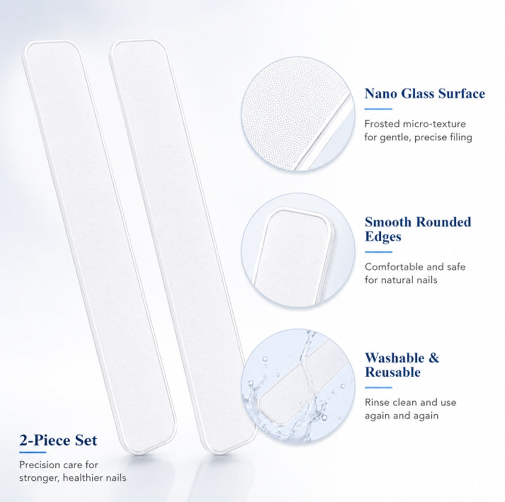 2-Pack Crystal Glass Nail Files with Case | TIKA