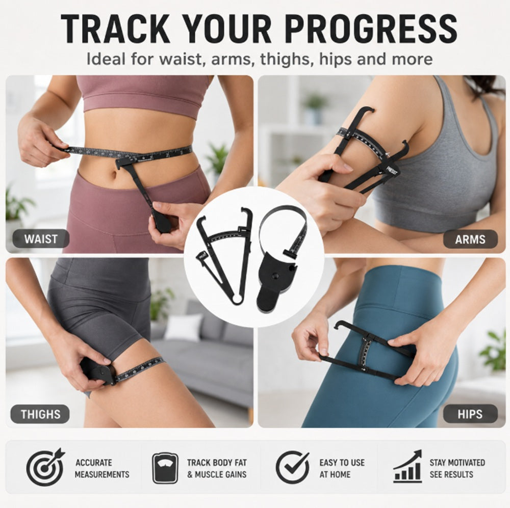 Body Fat Caliper & Tape Measure Set for Fitness Tracking | TIKA
