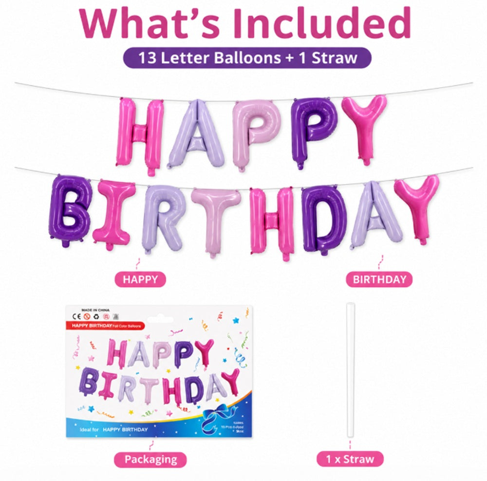 16-Inch Birthday Letter Balloon Banner | TIKA