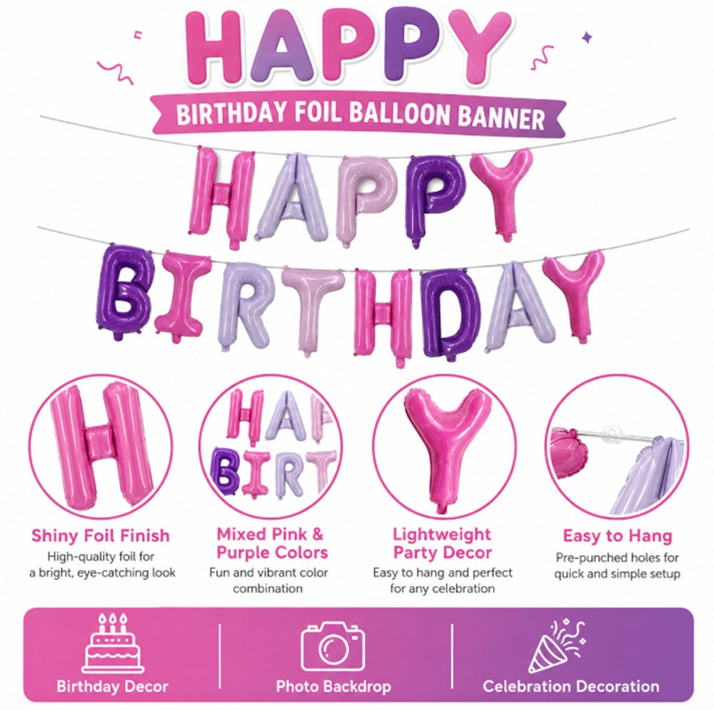 16-Inch Birthday Letter Balloon Banner | TIKA