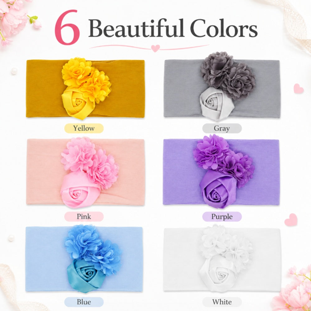 6-Pack Baby Girl Lace Bow & Flower Headbands | TIKA