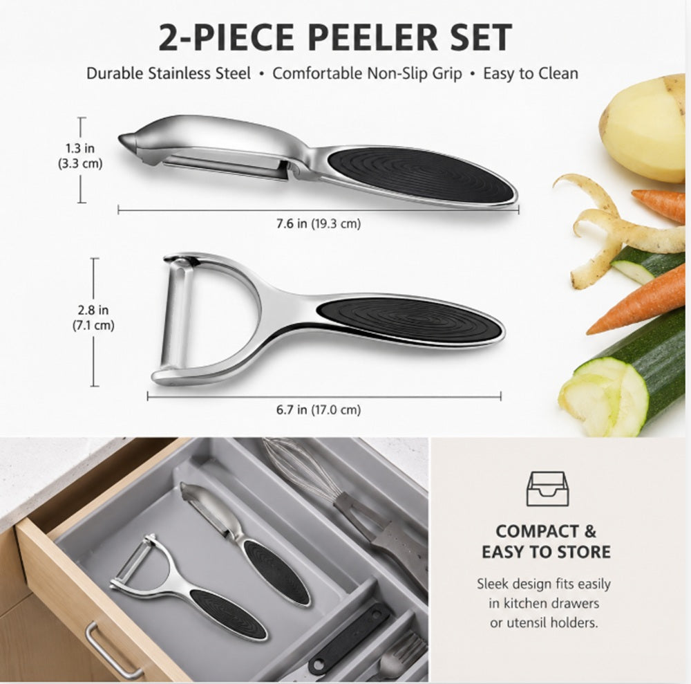 Stainless Steel Vegetable & Fruit Peelers, 2 Pack – TIKA